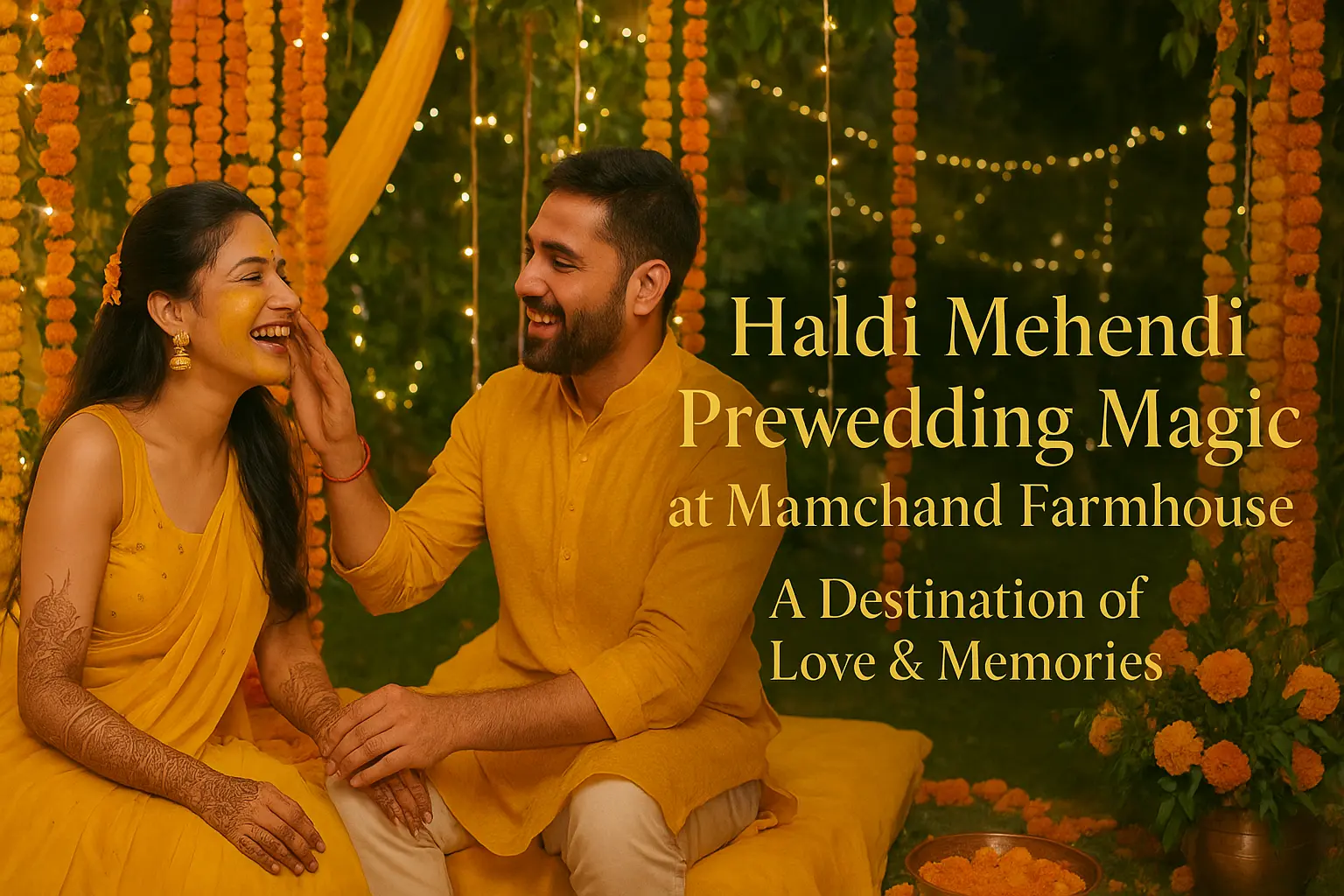Haldi Mehendi Prewedding Magic at Mamchand Farmhouse – A Destination of Love & Memories